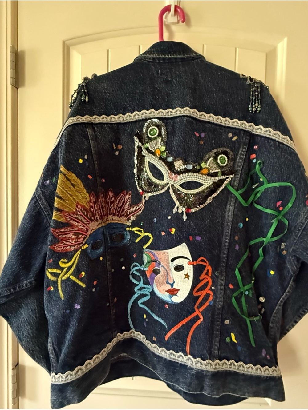 Take me to the Theatre.         OAK Hand-Painted Vintage Denim Jacket